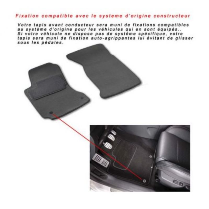 Tapis Auto PARTNER (avec trappe arr) Peugeot Moquette TUFTEE 550g/m2 De  03/99-09/05 Tapis Tuftee velours Luxe