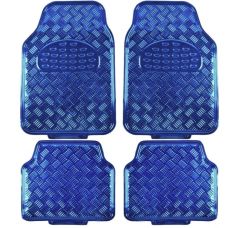 Tapis Auto CAOUTCHOUC 2 avts+2 arrieres Tuning metal Bleu Universel