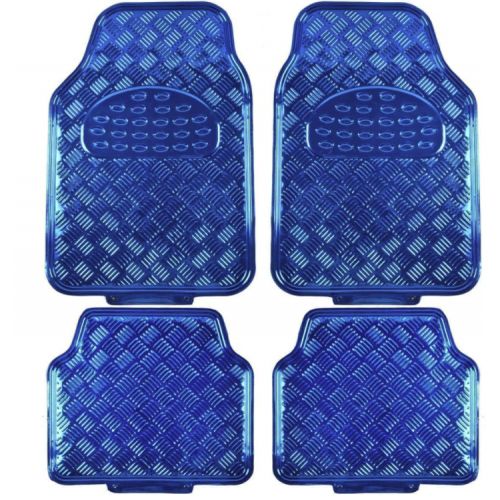 Tapis Auto CAOUTCHOUC 2 avts+2 arrieres Tuning metal Bleu Universel